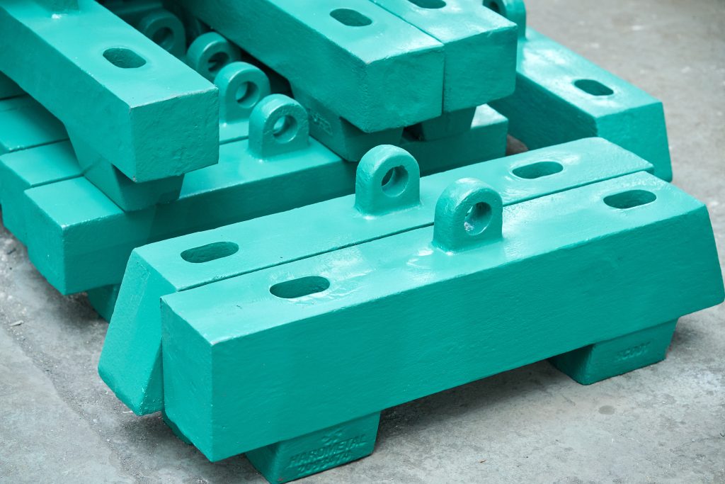Painted ball mill shell liner set with lifting eyes — QM Mill Liners